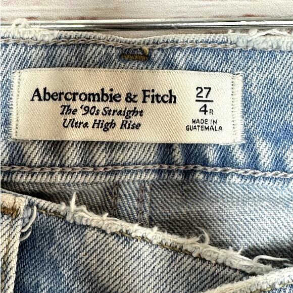 Abercrombie & Fitch The 90 Straight Leg Ultra High Rise Washed Blue Jeans Size 4 - Picture 11 of 12